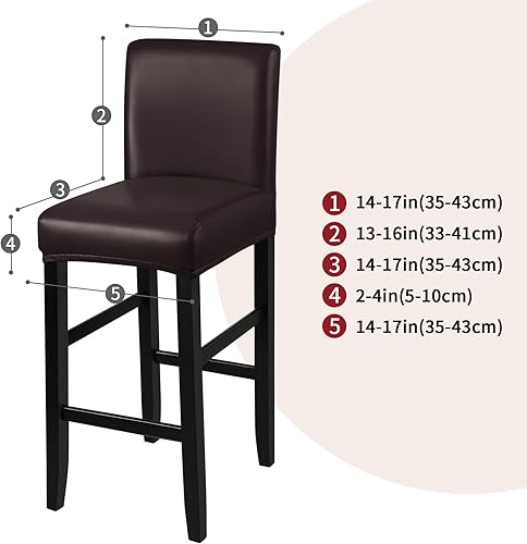 Miniatura 4 de Fundas para taburete de bar, elásticas, impermeables, de poliuretano, extraíbles, lavables, fundas para sillas de taburete de bar, funda para silla