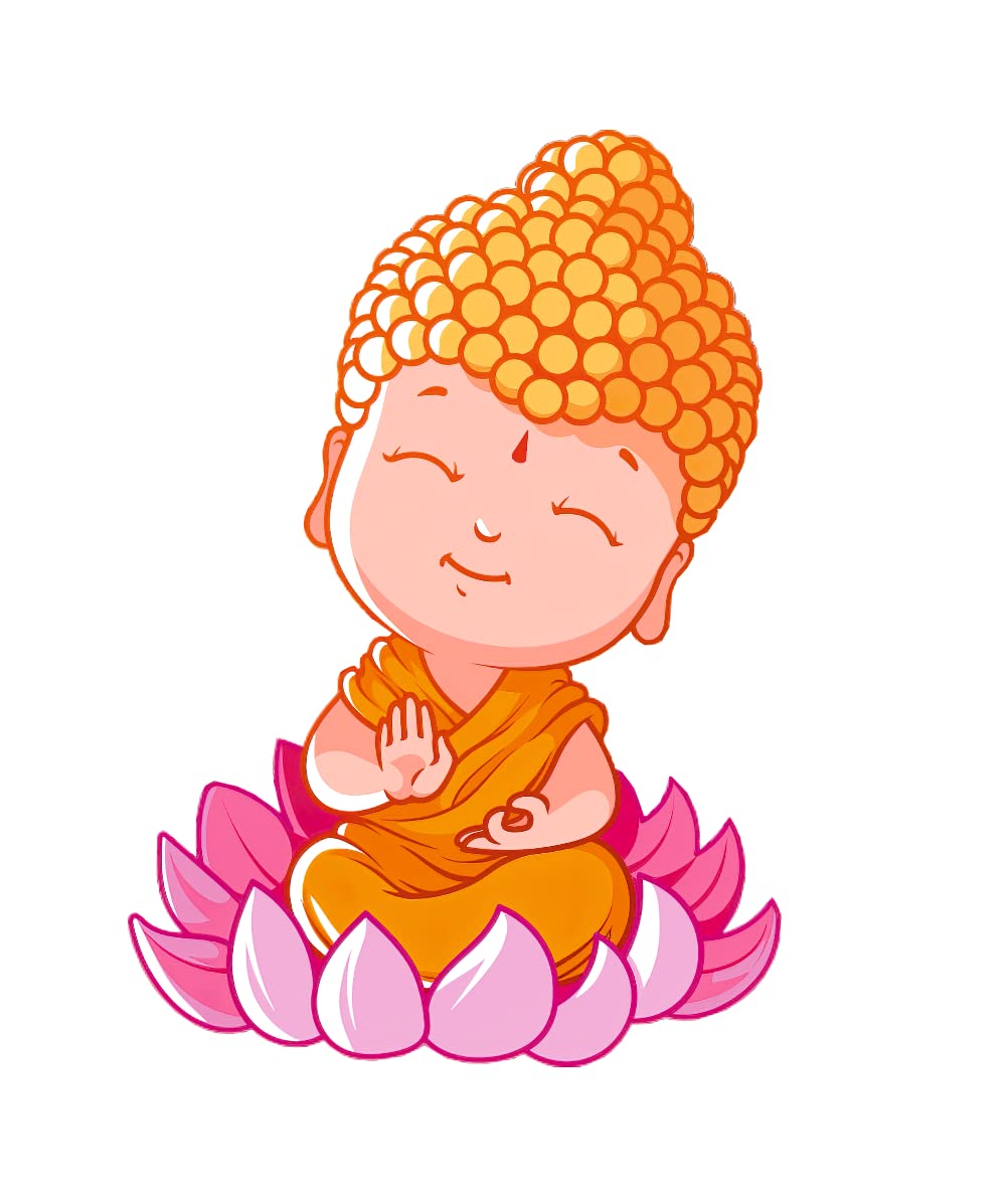 Decals Creation Plots Flower Baby Buddha Wall Sticker for Kitchen, Bedroom,Living Room, Offce, (Multicolor, Size - 44 Cm X 33 Cm)