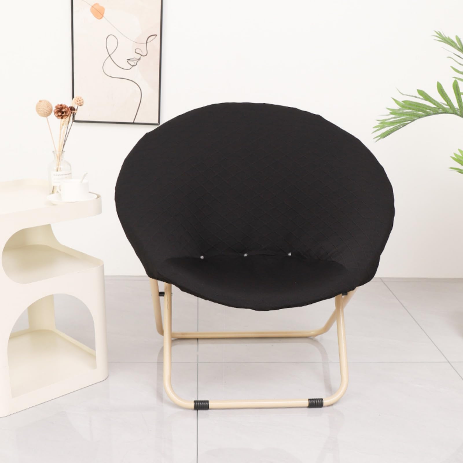 Morbuy Round Saucer Chair Cover, Stretch Garden Moon Chair Cover Removable Spandex Slipcovers Dust-Proof Furniture Protector for Living Room Indoor Outdoor Décor (Black)