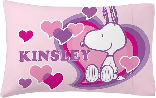 Let's Make Memories Funda de almohada personalizada Peanuts Snoopy Love - para niños - Felpa
