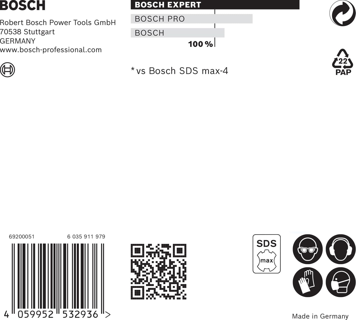 Bosch 1x Punta per martelli EXPERT SDS max-8X (per Pietra morbida, Pietra dura, Ø 17,00 mm, Professional Accessorio Martello perforatore)