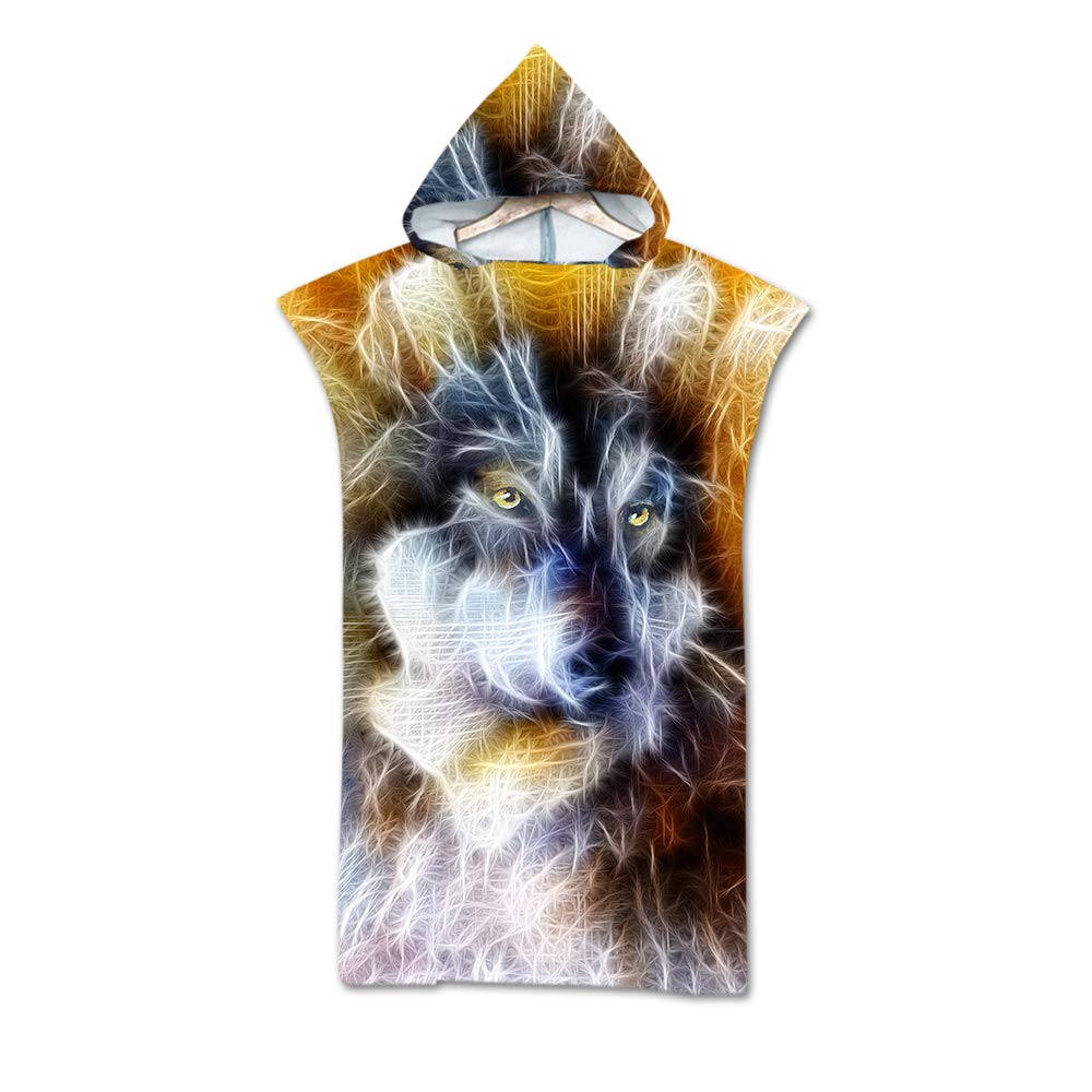 Poncho De Surf Microfibre à Capuche Hiser 75x110 Cm - Serviette Changeante Rapide Séchage, Imprimé Animal (hippocampe)
