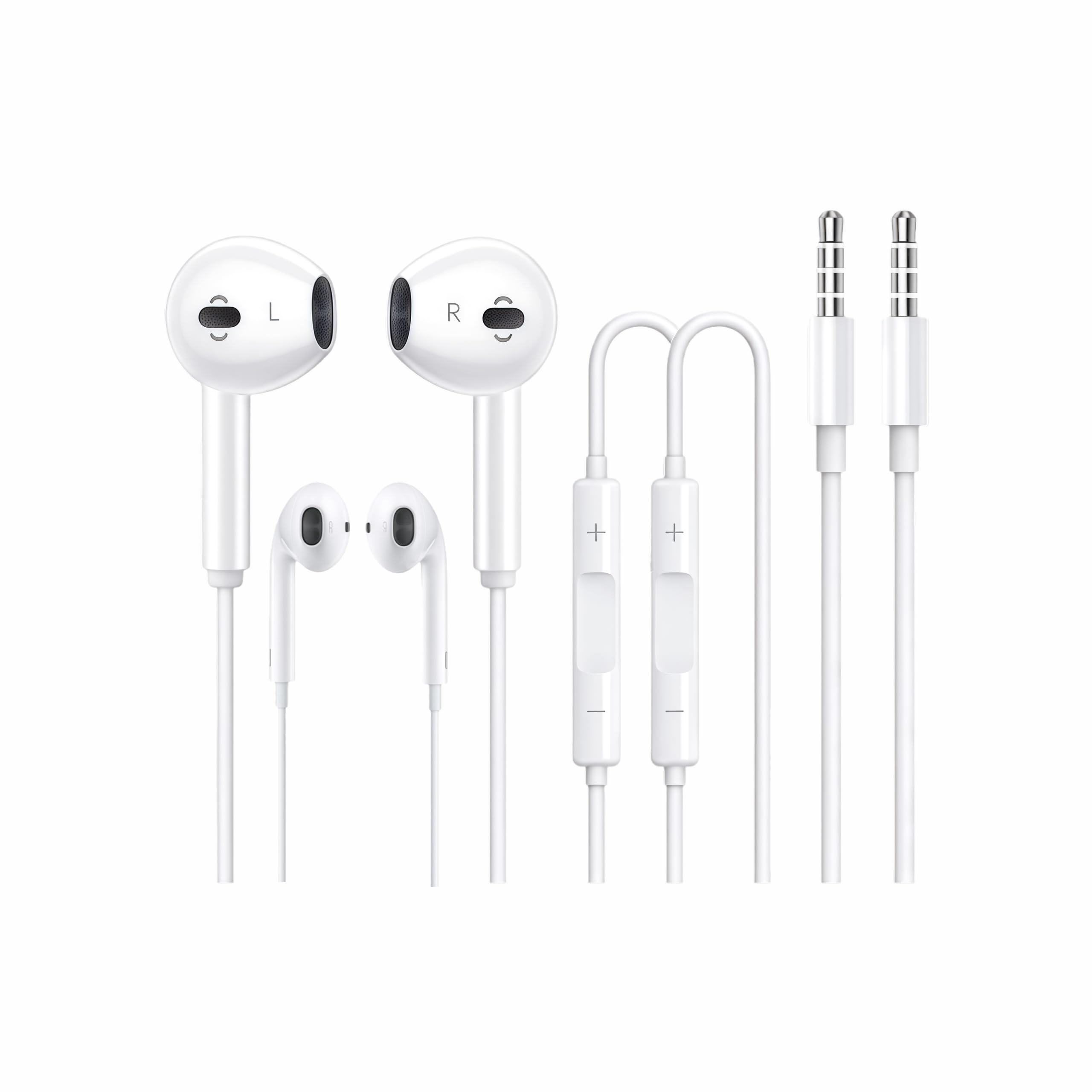 2 Pack Earbuds [Apple MFi Certified] Headphones Earphones with 3.5mm Wired in Ear Headphone Plug(Built-in Microphone & Volume Control) Compatible with