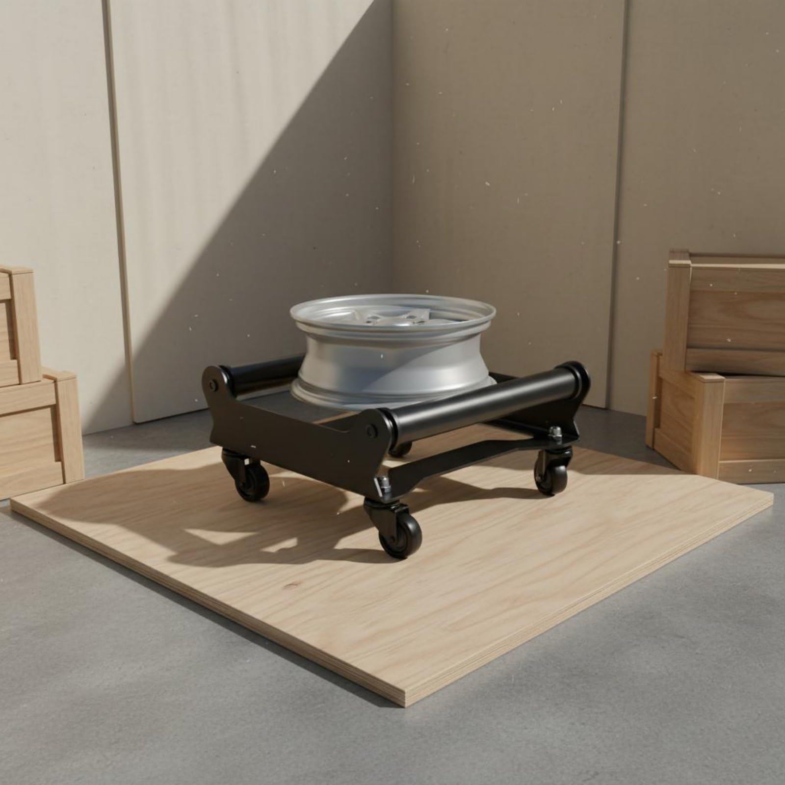 Espositore Cerchioni 360 Gradi Dimensione Regolabile Porta Pneumatici in Ferro Portatile Supporto Cerchi da Parete per Stand Fieristico , Modello A