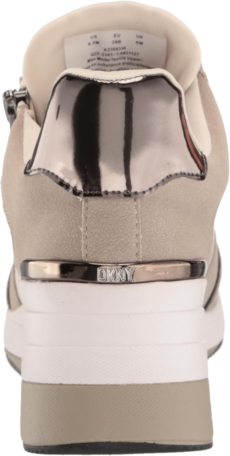 DKNY Womens Kaden Lace Up Wedge Sneaker with Side Zipper - Image 3
