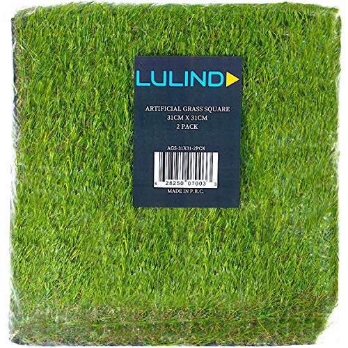 LULIND - Artificial Grass Square Tiles, 12.2 x 12.2 Inch (2 Pack)