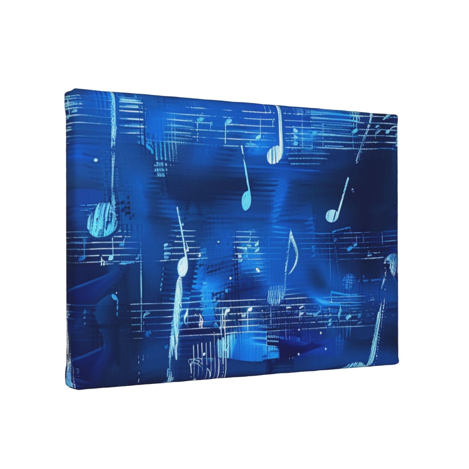 YKLJG Blue Musical Notes Printed Wall Art Canvas Painting 30x20 CM Wooden Framed Picture Painting Artwork Prints for Bedroom Kitchen Home Office Decor