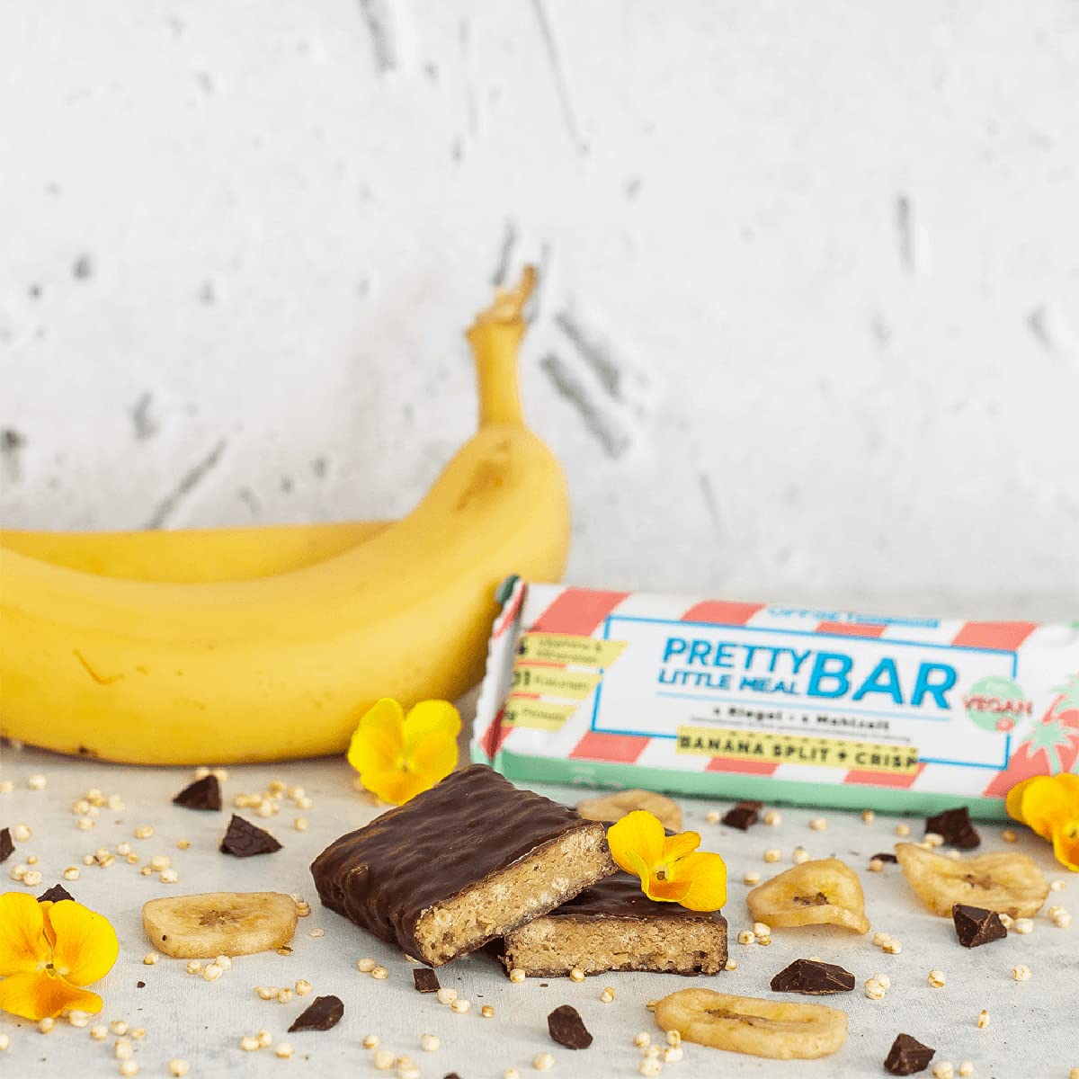 Vollwertiger Mahlzeitenersatz von OFFSET Nutrition ® | Pretty Little Meal Bar Banana Split + Crisp | zuckerreduzierter Abnehm Riegel unter 220 Kalorien | 330 g für 6 Mahlzeiten | 100 % vegan