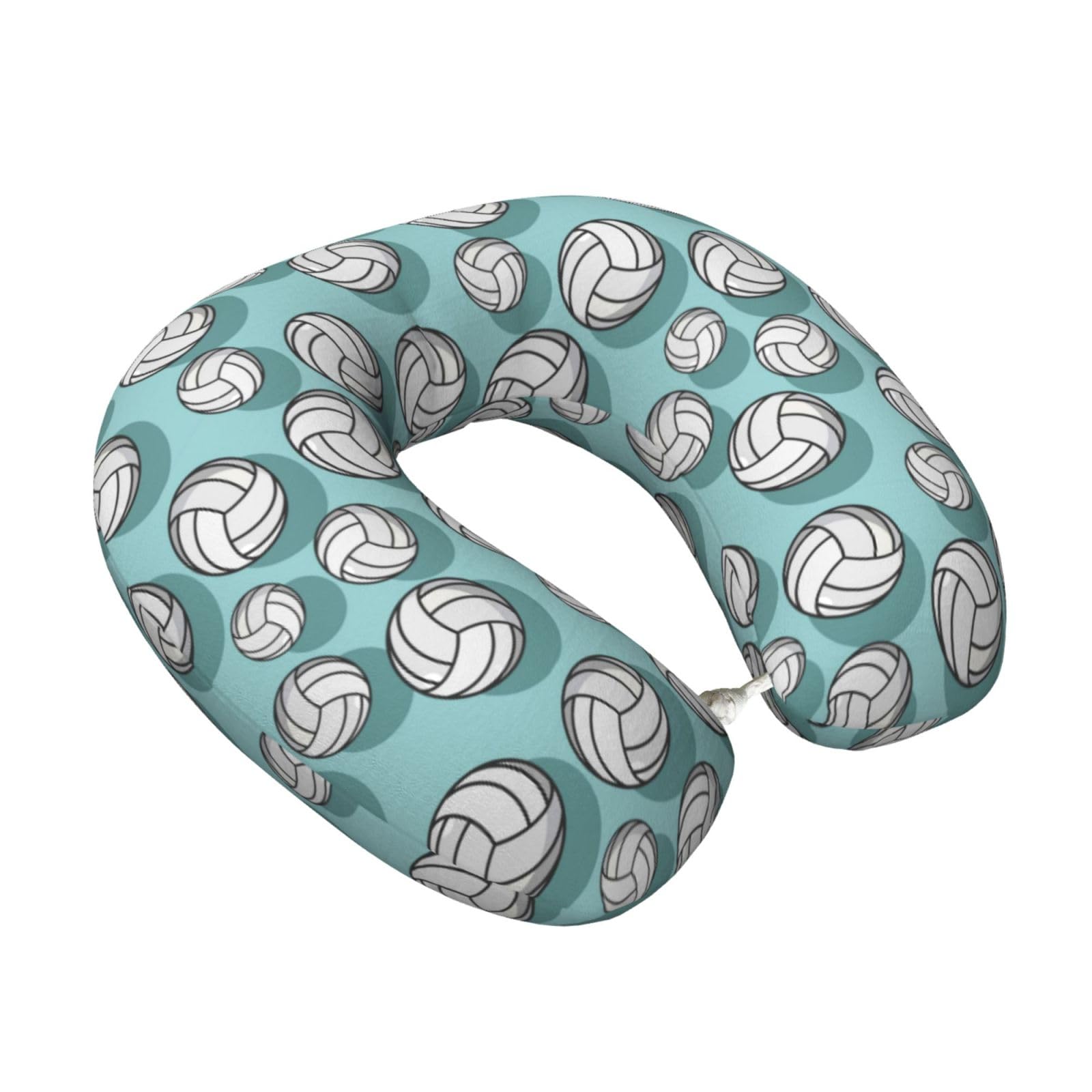 LKYMOH Volleyball Sport Pattern Mint Green, Travel Neck Pillow U-Shaped Memory Neck Support Soft Comfortable With Washable Cover For Airplane Car Traveling and Office