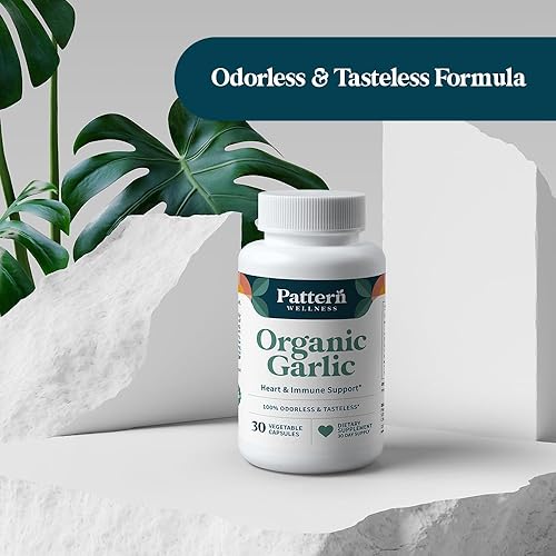 Miniatura 7 de Pattern Wellness Ajo orgánico inodoro - 1000 mg - Apoya la salud circulatoria e inmune - Sin OMG, sin gluten, vegano - 30 cápsulas