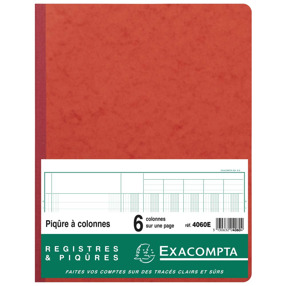 Exacompta 4060E - Registro contabile alla francese, 6 colonne, 80 pagine, 32/25, Colori assortiti