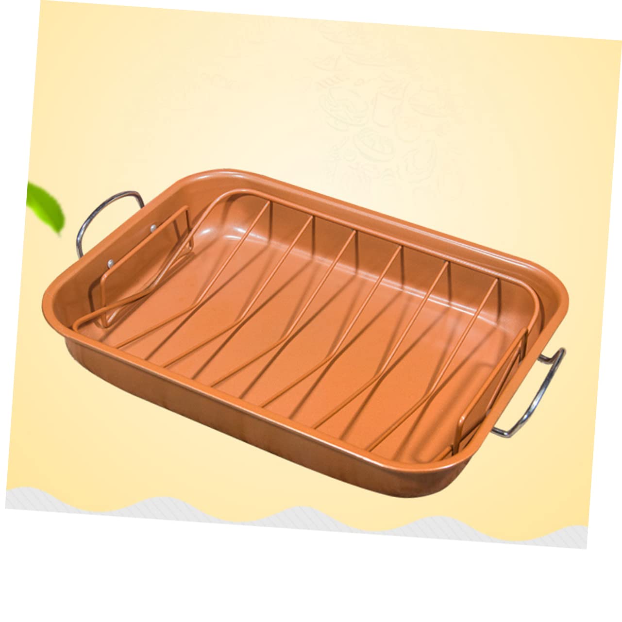 OFFSCH Easy to Clean U-shape Metal Grid Baking Tray for Chicken Nonstick Pan for Cakes Bread Rectangular Rack