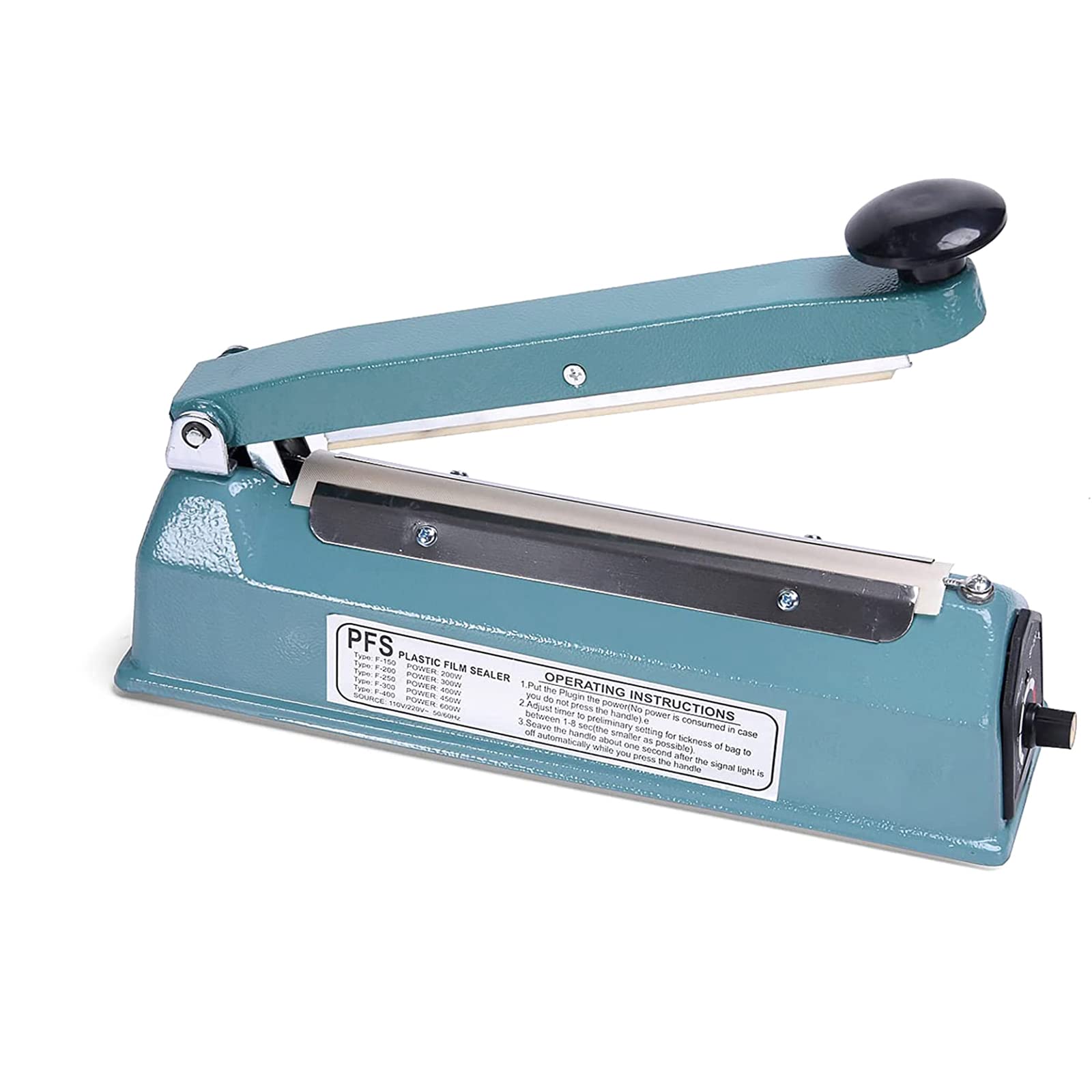 PODEC Impulse Heat Sealer, 8"/200mm Manual Bags Sealer Heat Sealing Machine, 8 gears temperatrure adjustable and Automatic outage protection, Manual Poly Bag Heat Sealer, for Plastic Bags PE PP Bags