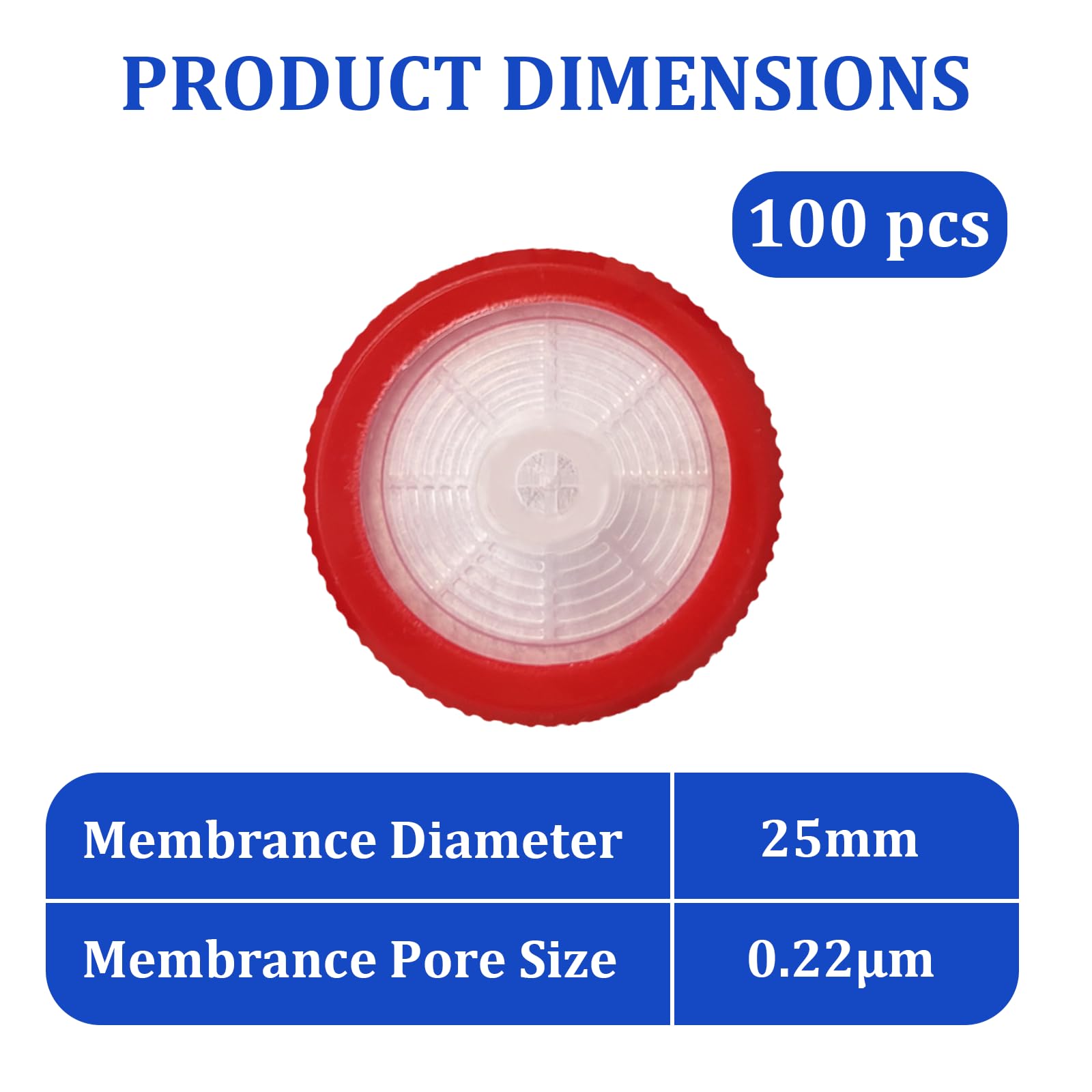 100 Count Syringe Filters, PTFE 25mm Diameter 0.22um Pore Size (Red) — Amazon image 2