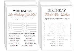 Birthday Party Games- Who Knows The Birthday Girl Best? 20 Pre-Filled Cards for Girls