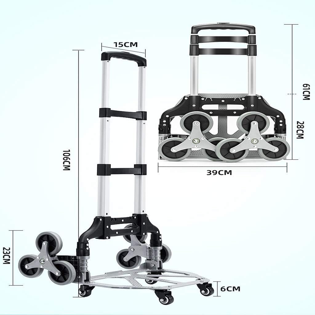 Stair Climbing Hand Truck Trolley Portable Luggage and Shopping Cart with Folding Design and Durable Aluminum Alloy Bracket
