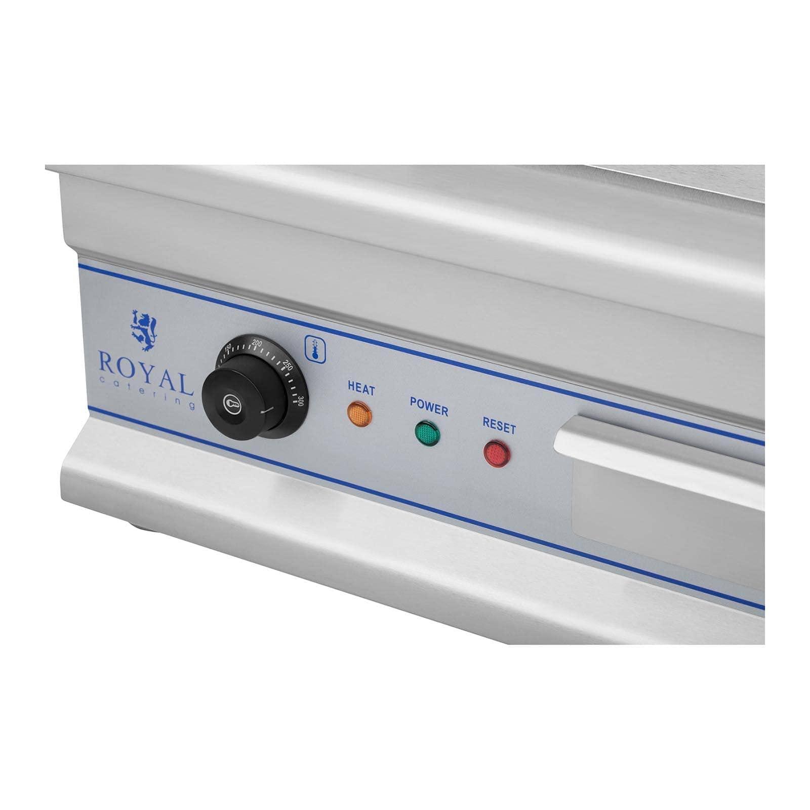 Royal Catering Plancha Grill Électrique Double RCG 75 (Plaque 75 x 40 cm, 2 x 3 200 W, Surface de Cuisson Lisse, 2 Zones de Chauffe Indépendantes, Pare-Projections, Gouttière)
