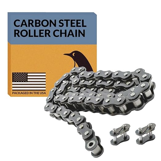 PGN #40 Roller Chain - 10 Feet + 2 Free Connecting Links - Carbon Steel Chains for Bycicles, Mini Bikes, Motorcycles, Go-Karts, Home and Industrial Machinery - 239 Links
