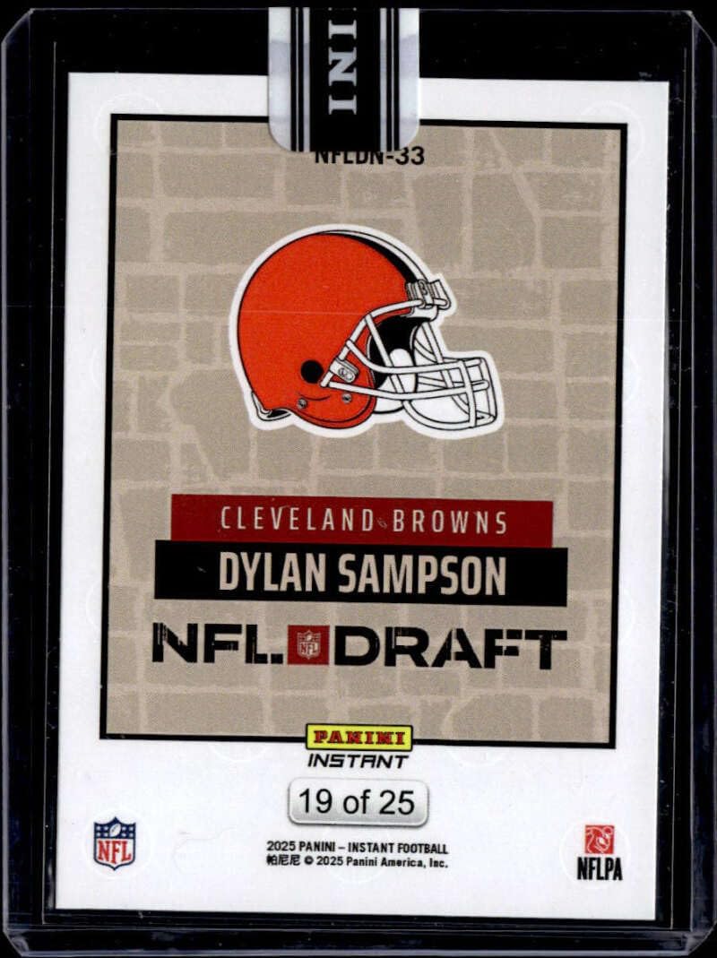 DYLAN SAMPSON RC SP 2025 Panini Instant Draft Night Collection 19/25 Beige #33 ROOKIE Browns NM-MT Football