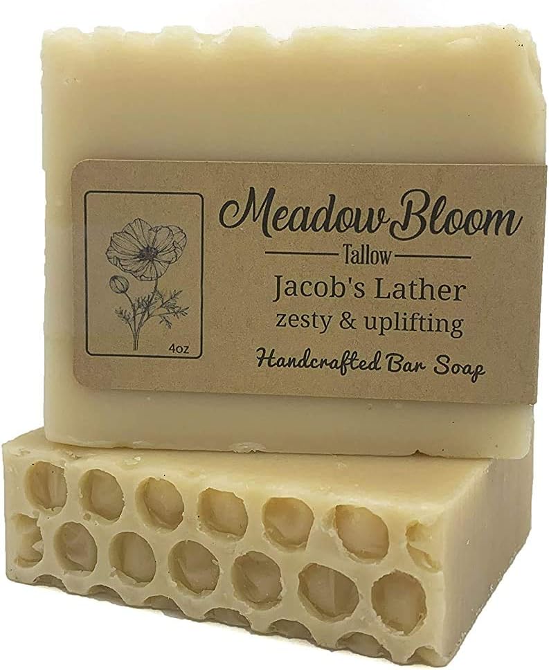 EST'D 2004 HC Meadow Bloom Tallow Bar Soap - Honey & Lemon 1 Pack - Made with All Natural 100% Grass Fed Tallow Handmade Soap Bar - Great for Face or Body Soap