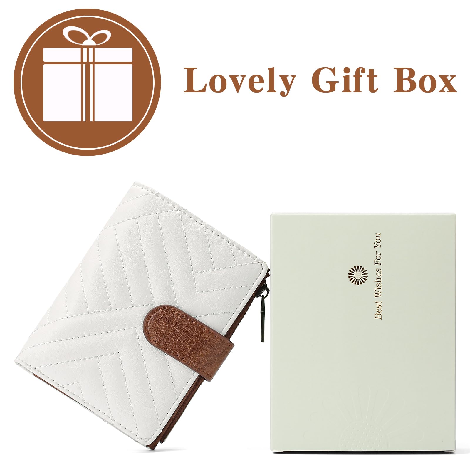 GAEKEAO Portefeuille Femme Petit Format Cuir Porte-Monnaie avec Blocage RFID Portefeuilles et Porte-Cartes Grande Capacité Zippé Pochette à Monnaie Cadeau Femme Wallet