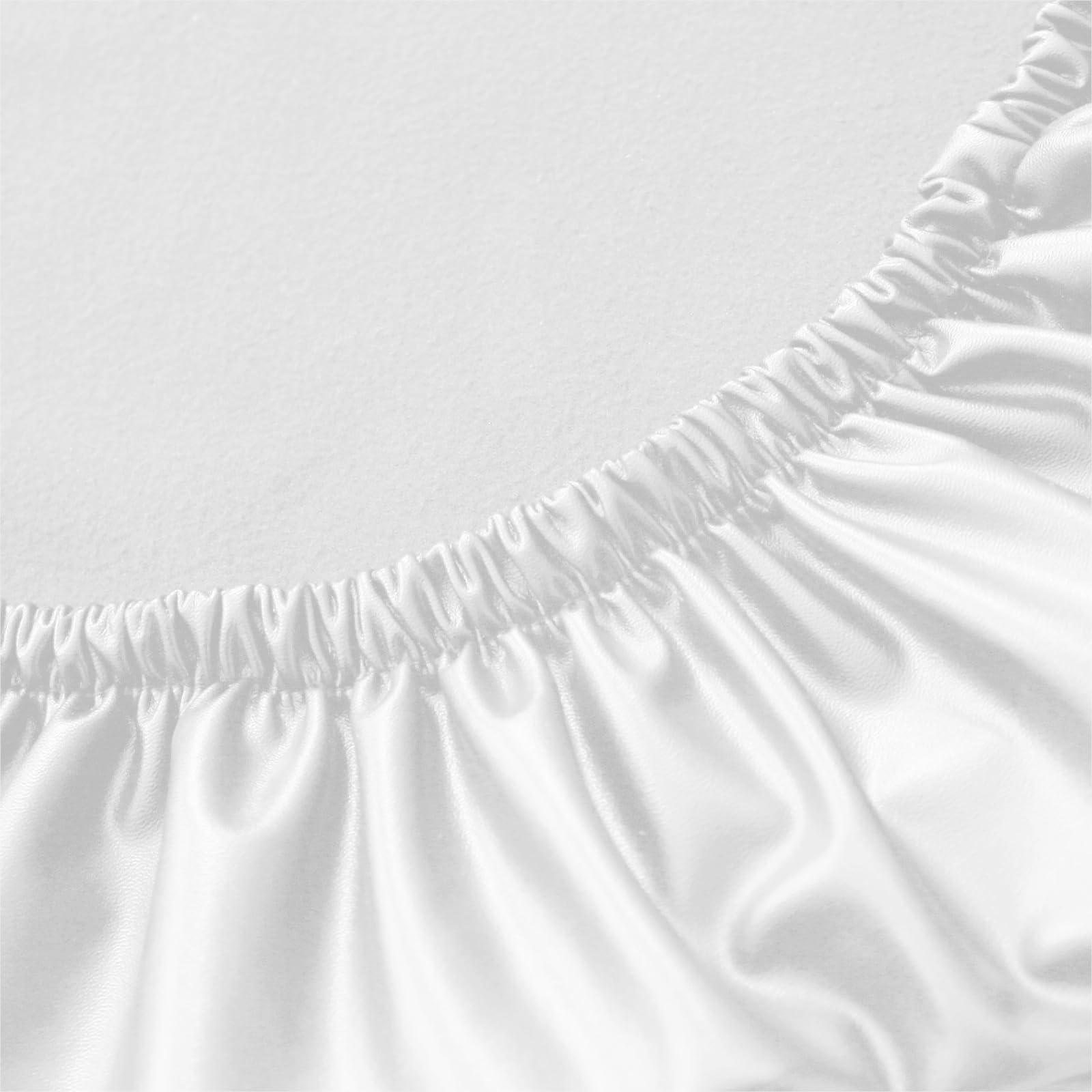 Qubjus Funda protectora para silla de comedor, de piel sintética sólida, impermeable, resistente al aceite, elástica, para mesa de comedor (blanco, 4 unidades)