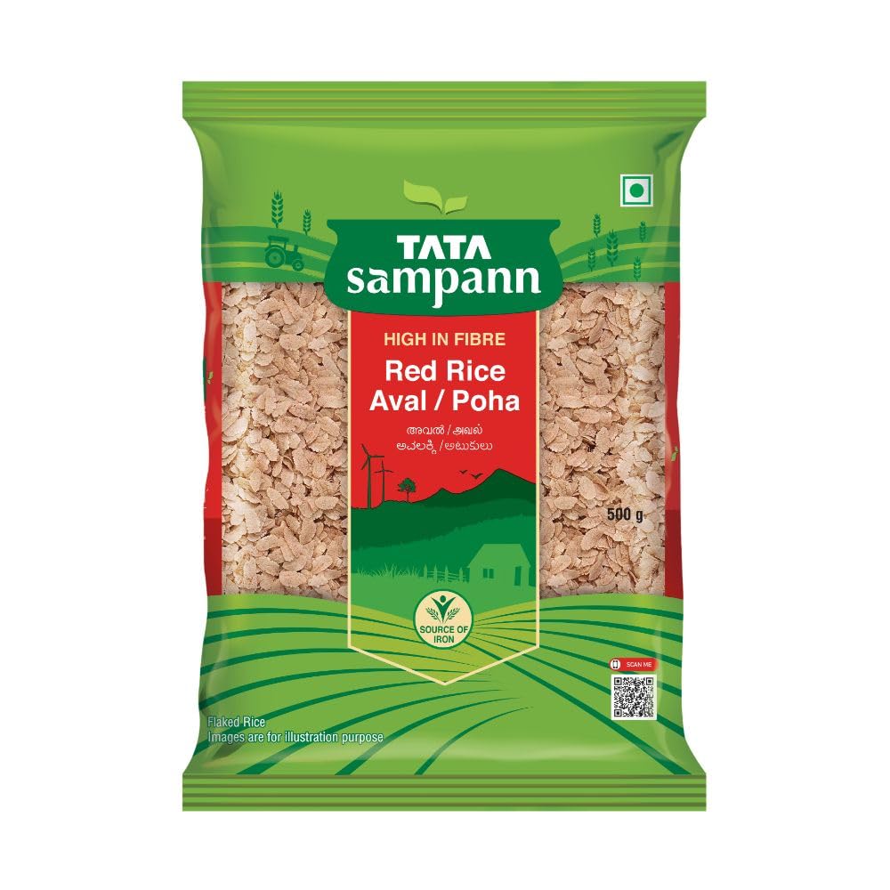Tata Sampann Red Rice Poha Aval with High Dietary Fibre, 500 g