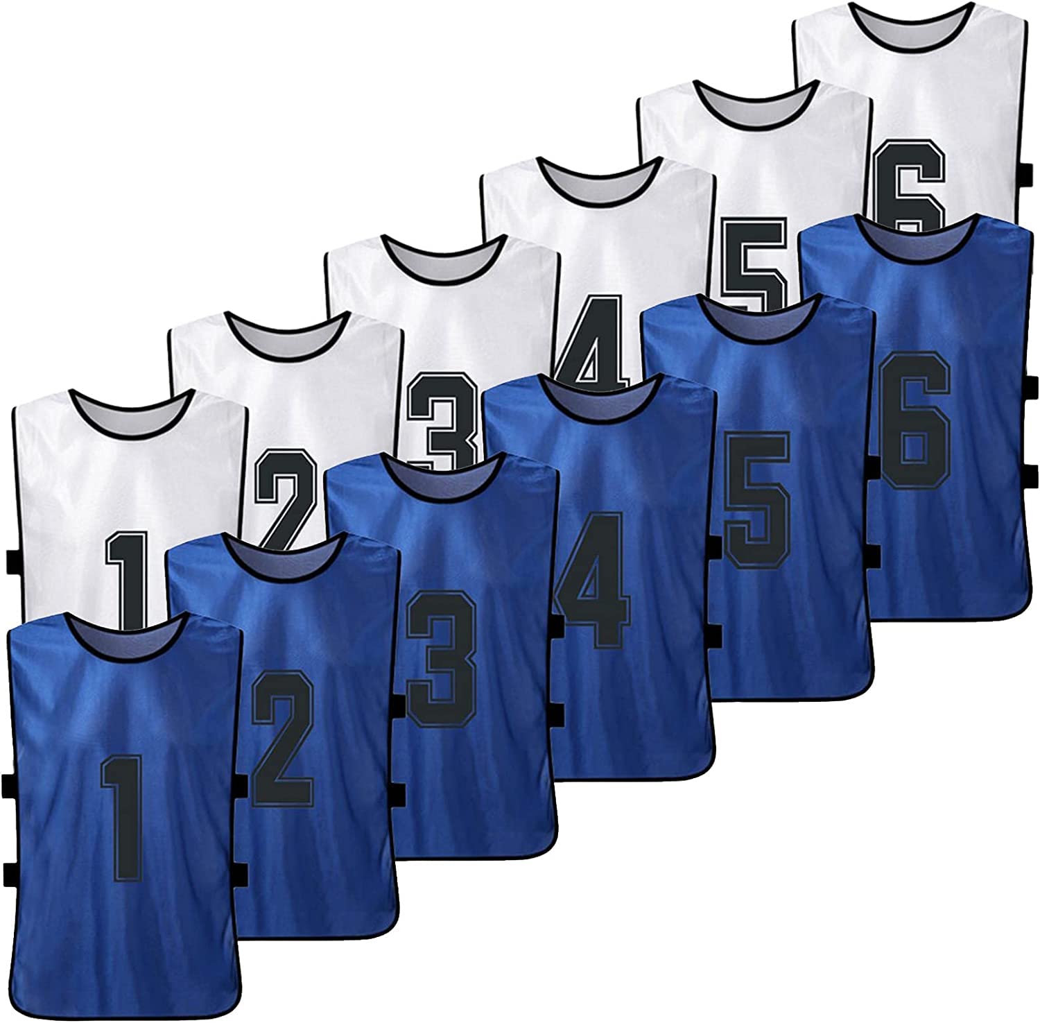 6 Pezzi Pettorine Allenamento Sport Gilet,Gilet Calcio per Bambini Adulti ,Pettorine Allenamento Sport Gilet per Bambini da Calcio Sports Bavaglini,Perfette per Calcio,Basket e Giochi di Squadra