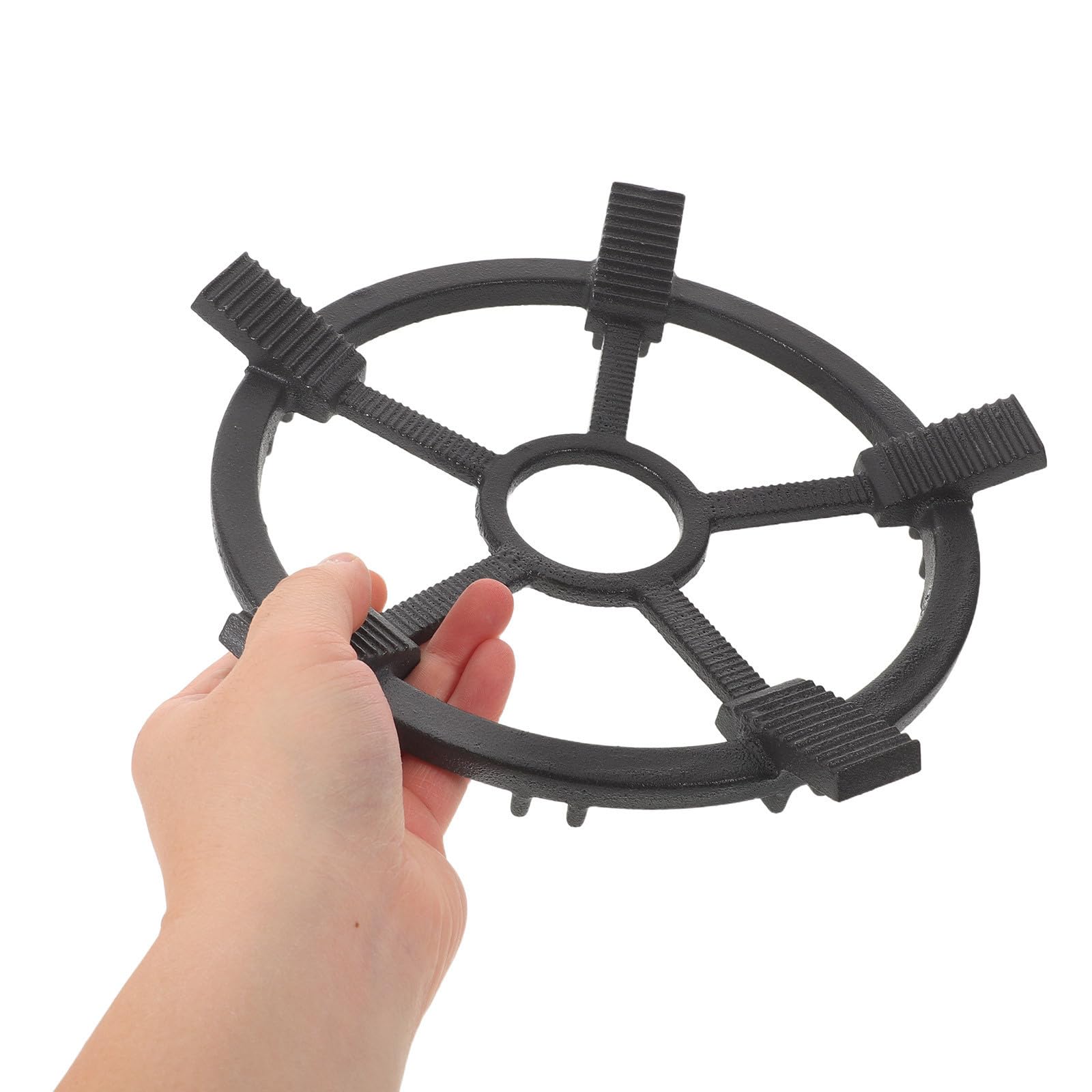 Anillo Reductor de Hierro Fundido Negro para Estufa de Gas Diseño Antideslizante y Ahorro de Espacio, Soporte para Wok y Olla Pequeña en Cocina