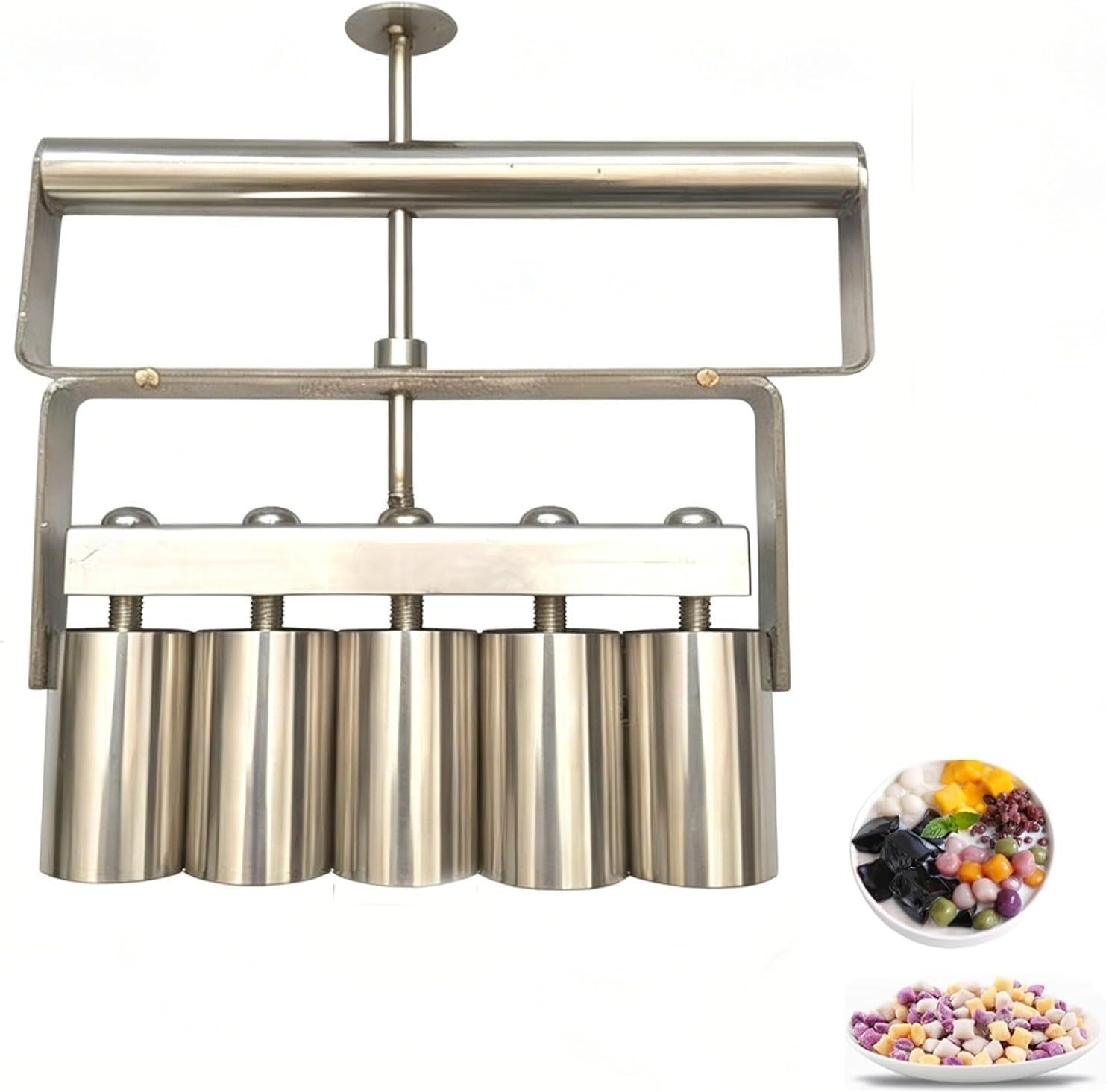 Molde de bola de taro de acero inoxidable de mano, divisor de relleno con múltiples agujeros para bolas de arroz glutinoso y perlas para té con leche, herramienta de cocina fácil de usar