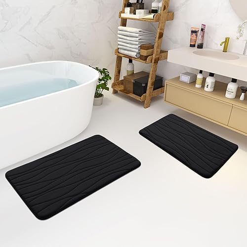 Miniatura 7 de Buganda Tapete de baño de espuma viscoelástica de 24 x 16 pulgadas, extra suave y absorbente, antideslizante y lavable a máquina, para suelo de