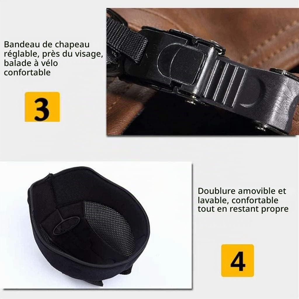 Casque Moto Vintage avec Lunettes - Casque Jet de Pilote Rétro pour Scooter et Vélo - Demi Casque Coupe-Vent Homme Femme
