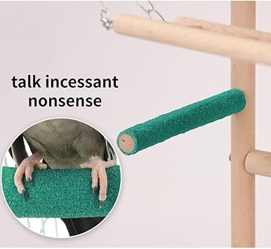 Pet Parrot Playstand Parrots Bird Playground Bird Play Stand Wood Perch Gym Playpen Ladder with Feeder Cups Bells Swing for Cockatiel Parakeet Random Color