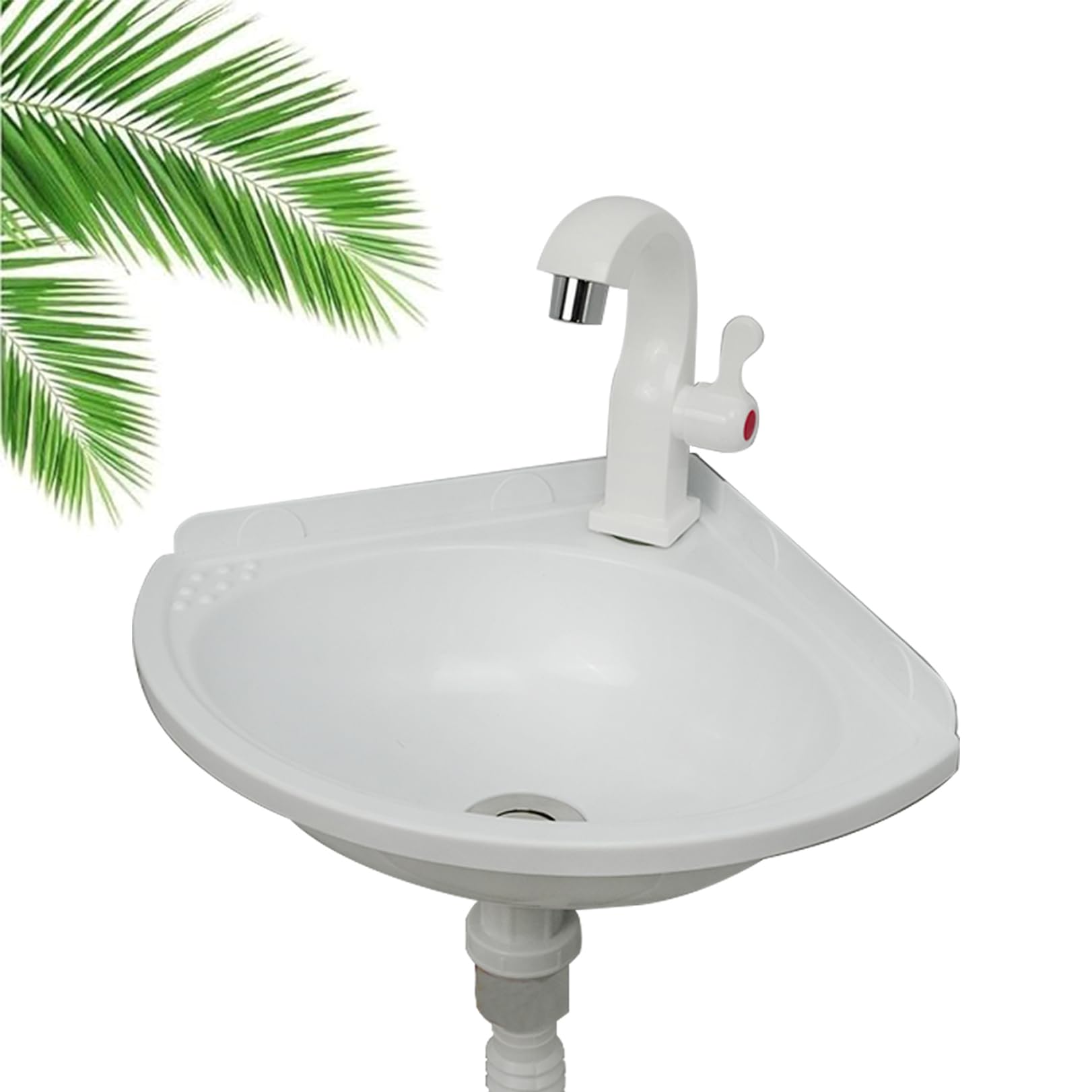 WIQUYBML Wall Mounted Corner Sink Single Bowl Small Bathroom Wash Basin with Faucet Plastic Modern Mini Vessel Sink, for Kitchen Toilet Basement Rv