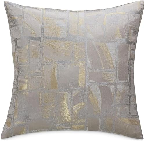 Michael Amini Ferrara - Almohada cuadrada de tela contemporánea de 19 x 19 pulgadas, color dorado