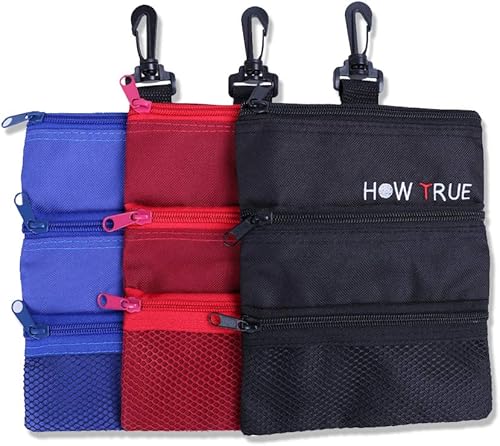 HOW TRUE 3 piezas de bolsa de golf para camiseta de golfbolsa de pelota con clip de golf bolsa de mano de múltiples bolsillos bolsa de mano para