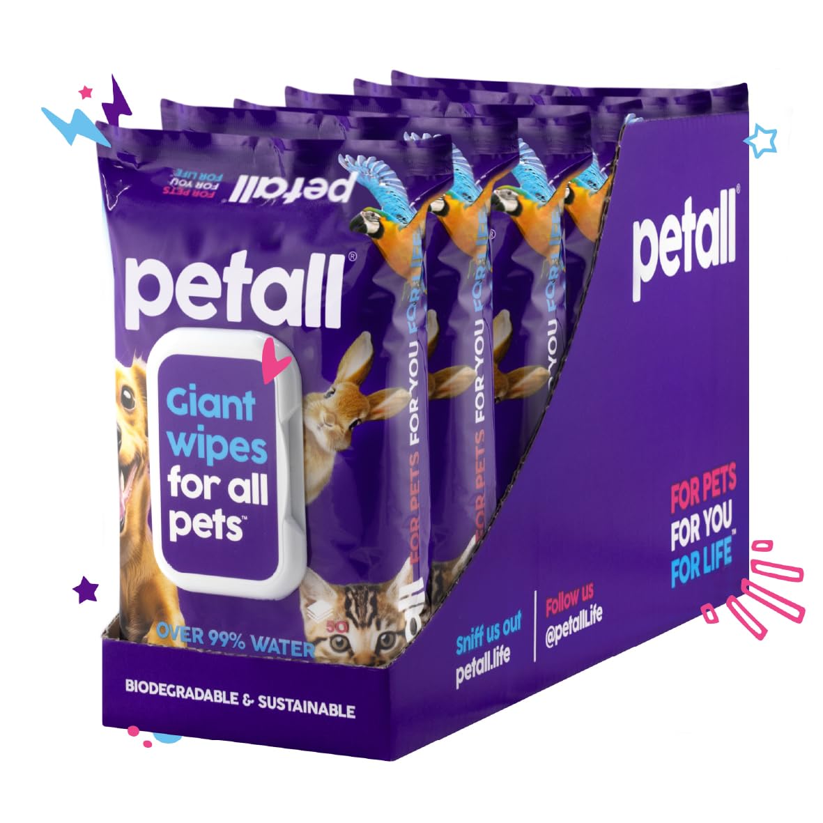 AllRound - Toallas gigantes para mascotas, 6 x 50 toallitas enormes para mascotas