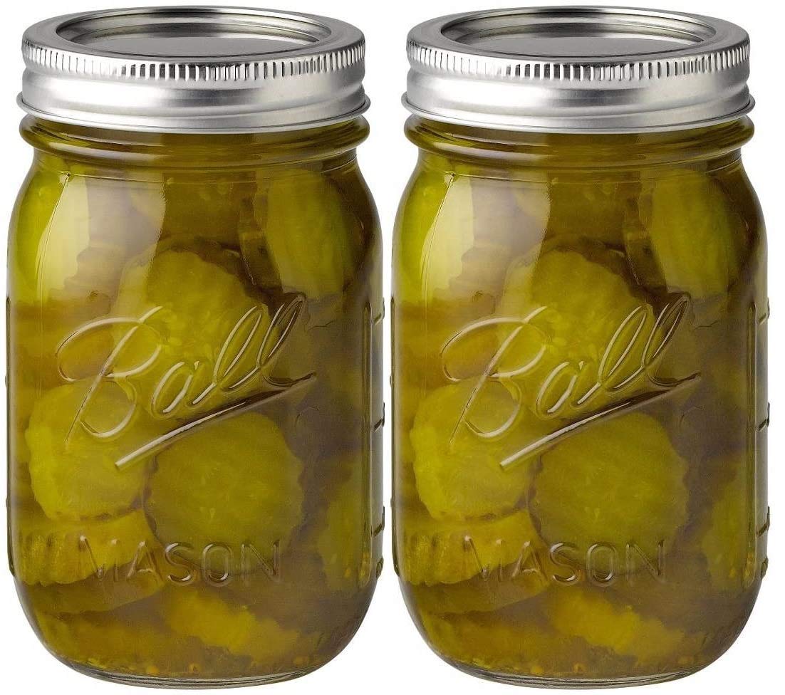 STAR WORK- 500 ml Ball Regular Mouth Mason Jars Airtight lids and Bands. For Canning, Fermenting, Pickling - Store & Decor (2) Container