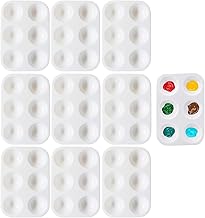 10PCS 6 Wells White Art Paint Tray Palette,Mini Paint Palette Watercolor Palette Painting Tray Plastic Paint Pallets,Rectangular Plastic Paint for Watercolor Acrylic and Oil DIY Craft Art Painting