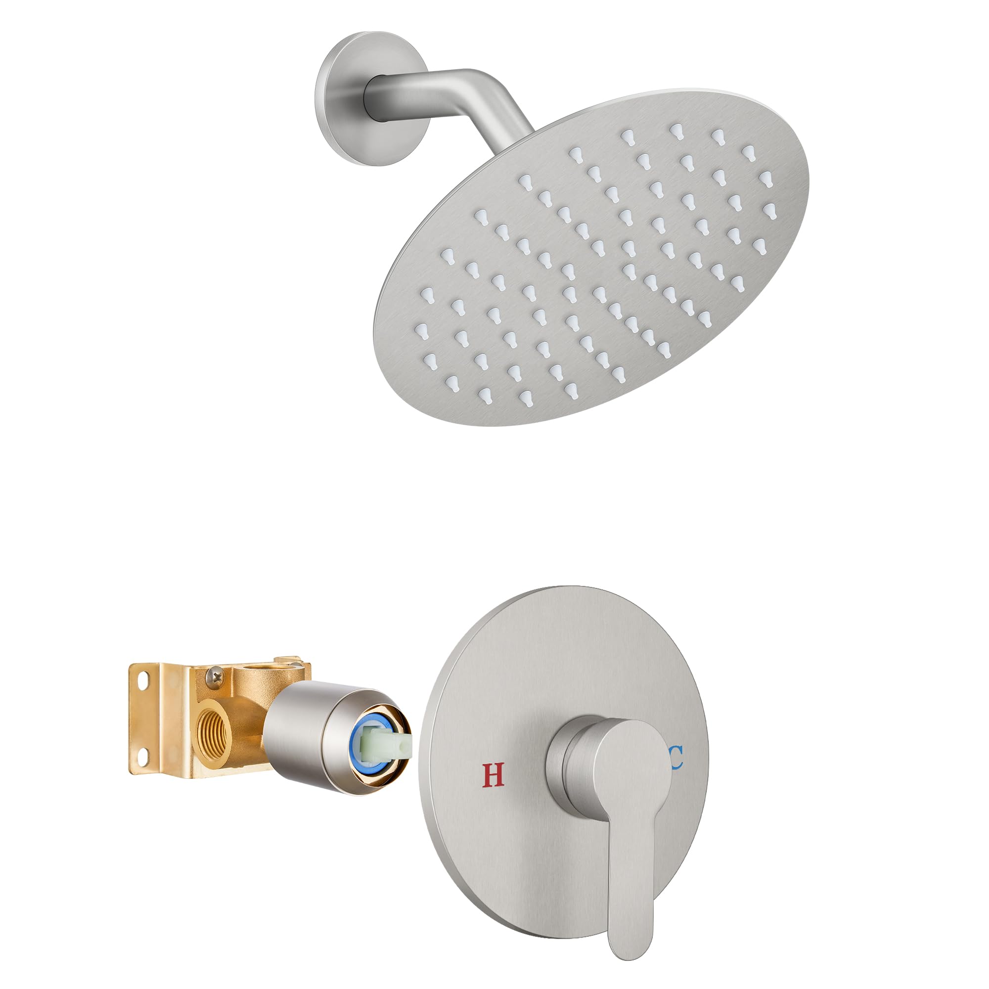 Airuida Ceiling Mount Rainfall Shower System - 10" Square Head, Matte Black, Single Function With Rough-In Valve