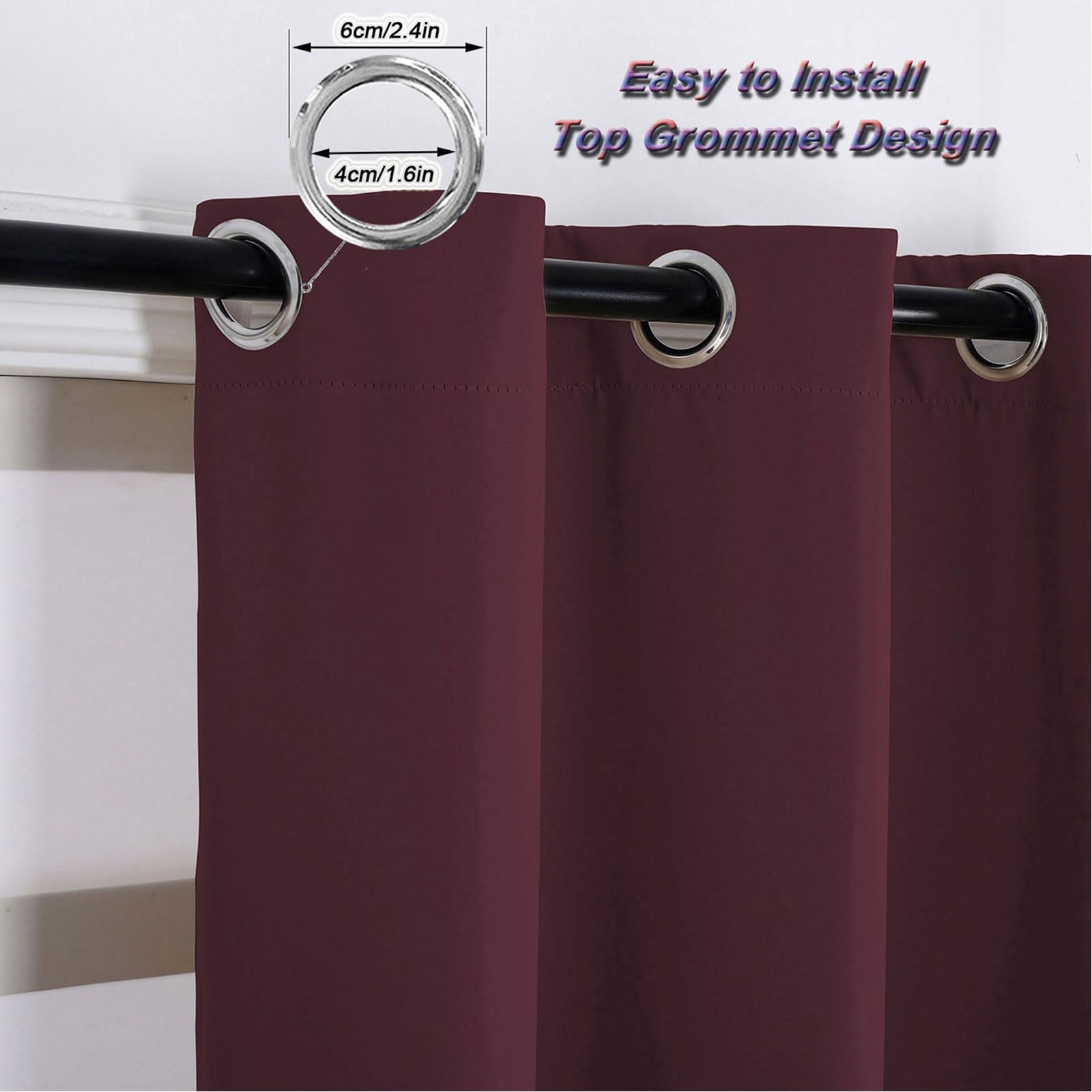 Heavy-Du Œillets Occultants Imperméable Extérieur Patio 1 Panneau Rouge 305 cm x 213 cm Résistant aux intempéries pour intérieur/extérieur Protection de la vie privée