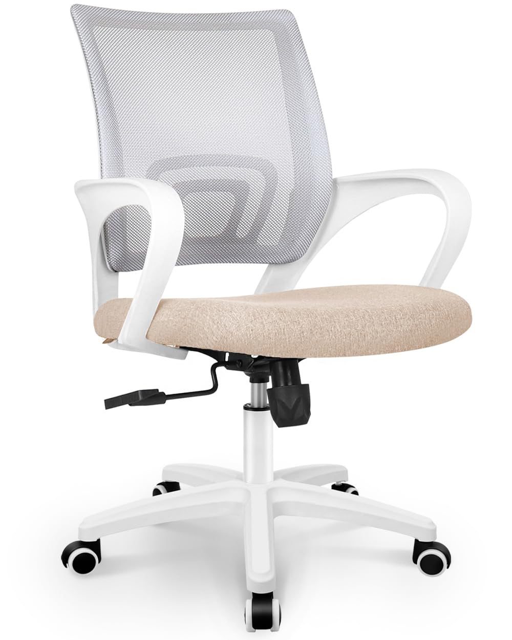 NEO CHAIR Office Desk Computer Chair Ergonomic Mesh Gaming Mid Back Seat with Comfy Lumbar Support Adjustable Height Swivel for Home Task (Beige)The Forest Stewardship Council