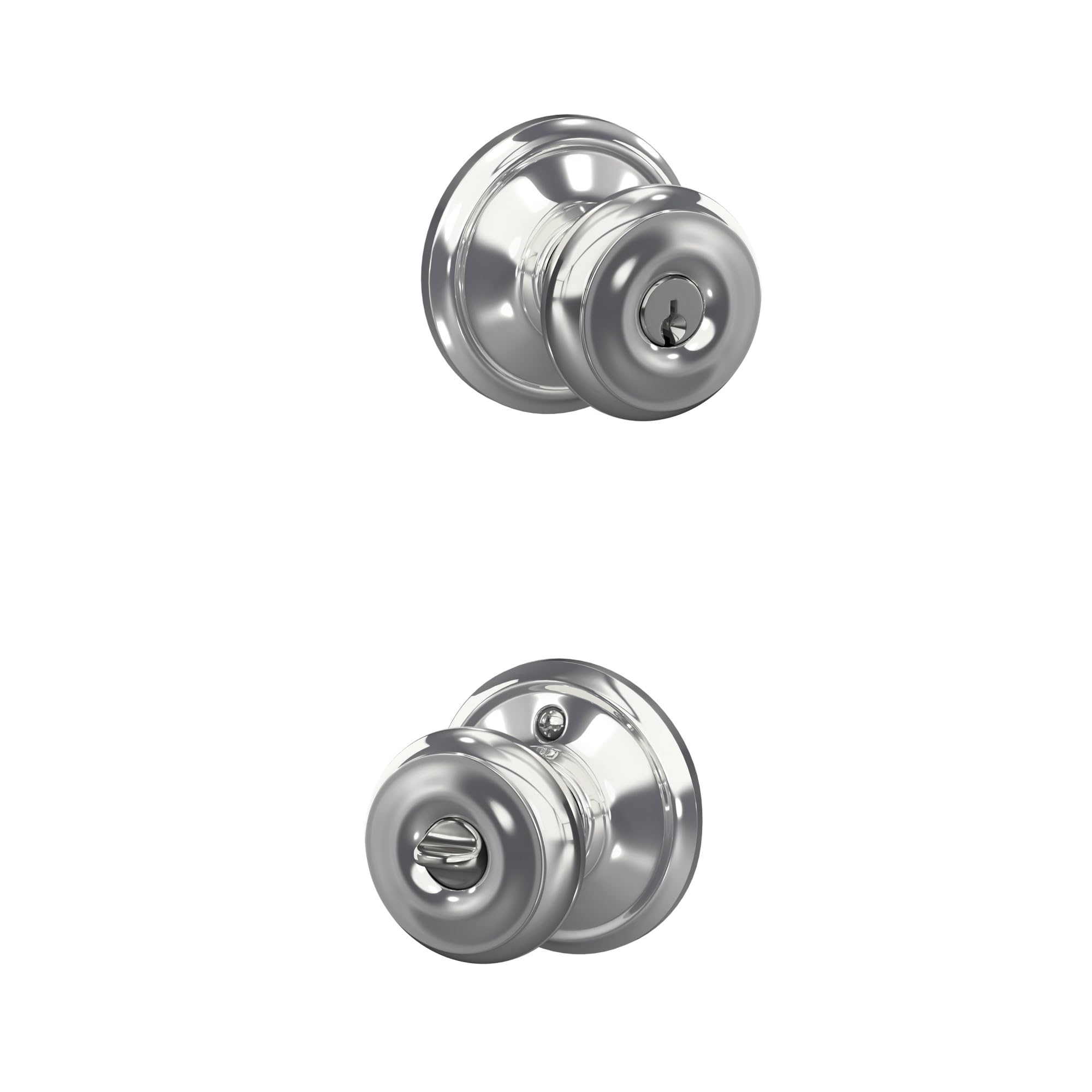 Schlage F51A GEO 625 Georgian Keyed Entry Knob, Bright Chrome โ image 1