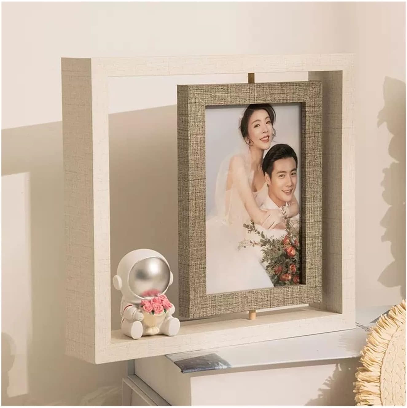 Picture Frames Creative Double-Sided Rotating Photo Frame Decoration 6-inch Wedding Photo Art Photo Display Frame Photo Frame for Desk (Color : 1, Size : 6"/Inner diameter10.2 * 15.2cm)