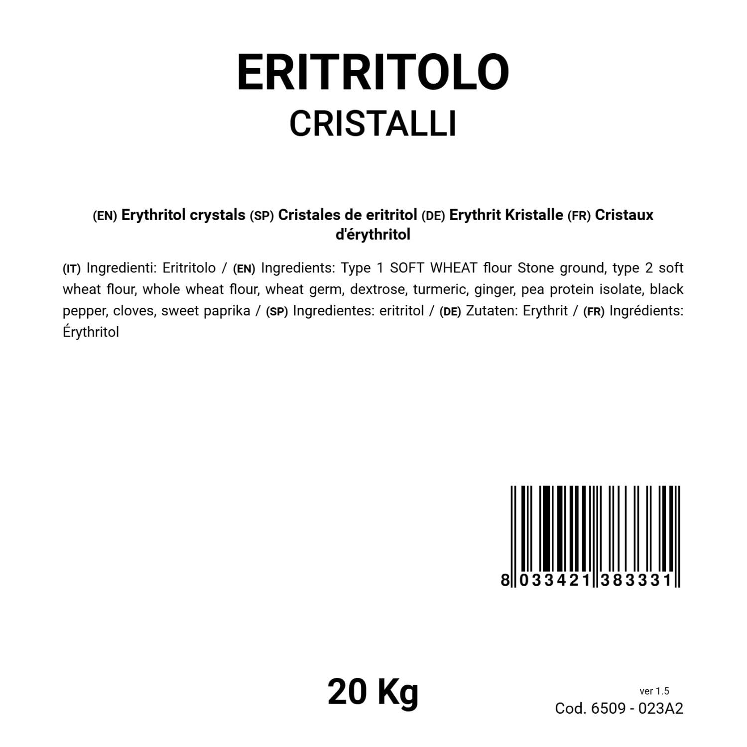 Bongiovanni (Farine e bontà naturali) Eritritolo cristalli 20Kg