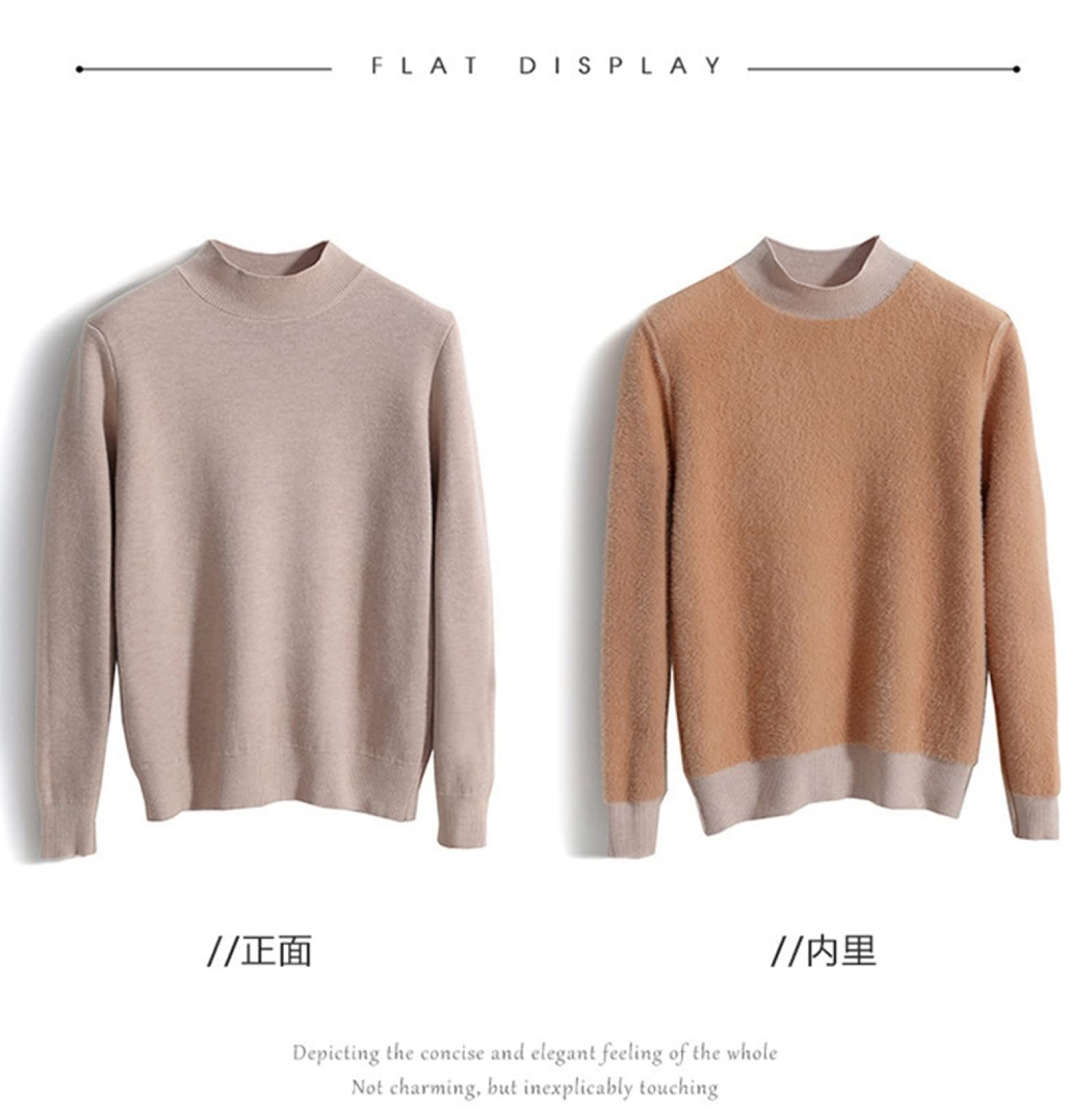 Suéter De Invierno Para Mujer - Suéter De Lana De Medio Cuello Alto Para Mujer De Invierno Moda Delgado Forrado De Punto Casual Grueso Jersey De Manga Larga Suave Cálido Forrado De Vellón Color