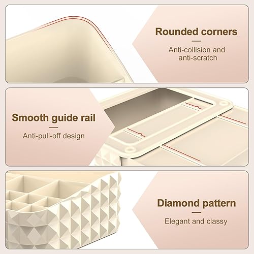 Miniatura 5 de Rosoenvi Organizador de maquillaje para tocador, organizador apilable de cosméticos y almacenamiento, vitrinas de cosméticos con 2 cajones y 1