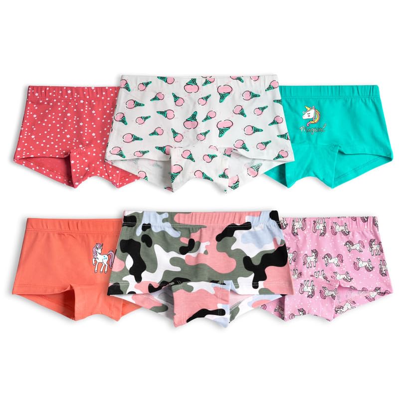 Image of Real Basics Girl's Cotton Multicoluor Boyshorts (Pack of 6)