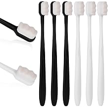 6 Pcs Soft Micro-Nano Toothbrushes, Extra Soft Toothbrush for Sensitive Gums, Micro Nano Manual Toothbrush, High-Density Bristles, Gentle Deep Cleaning for Kids Adults, 3 Black+3 White