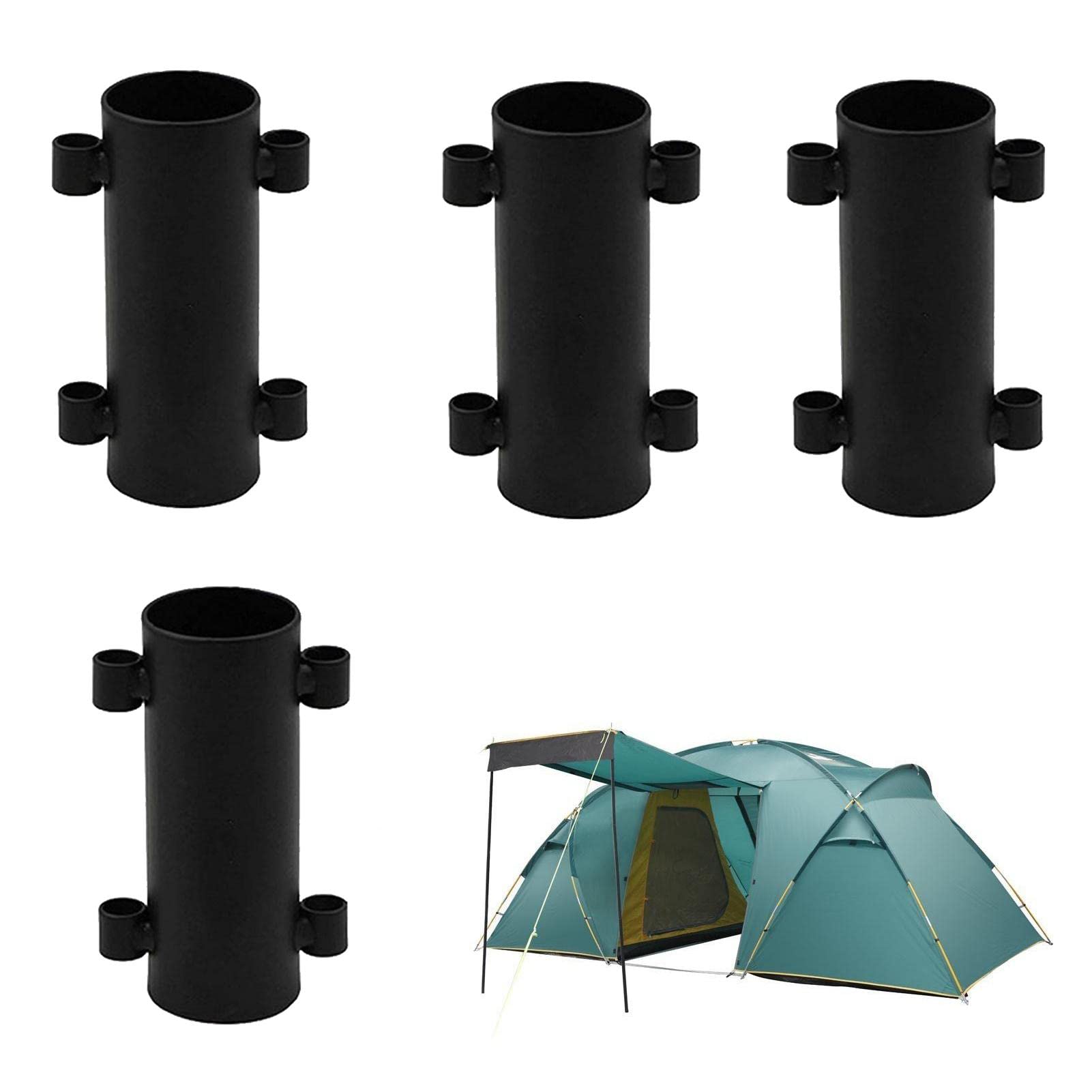 Niktule Awning Poles Holder, 4 Camping Tent Rod Holder, Metal Windproof Portable Tarp Poles Fixed Holder, Tent Rod Fixer for Camping Hiking Fishing